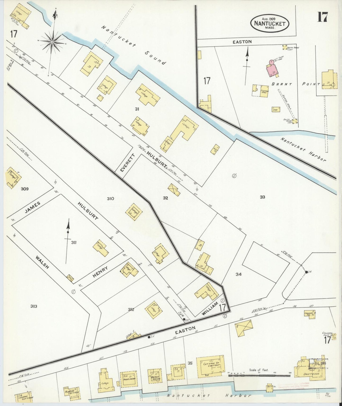 Sanborn Fire Insurance Map from Nantucket, Nantucket County, Massachusetts (1909), Sheet #0017 - Complete Map Set gallery image, historic Sanborn map, vintage wall art, Massachusetts Massachusetts