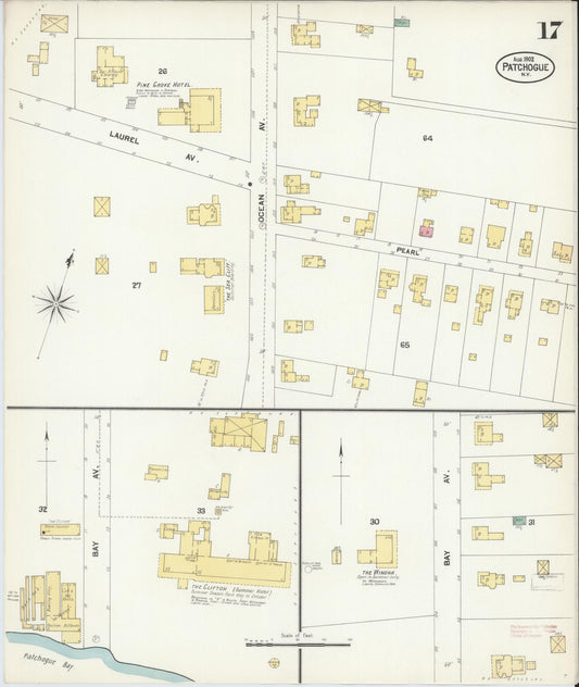 Sanborn Fire Insurance Map from Patchogue, Suffolk County, New York (1902), Sheet #0017 - Historic Sanborn Fire Insurance Map Print, vintage old map wall art, antique decor, genealogy gift, New York New York map