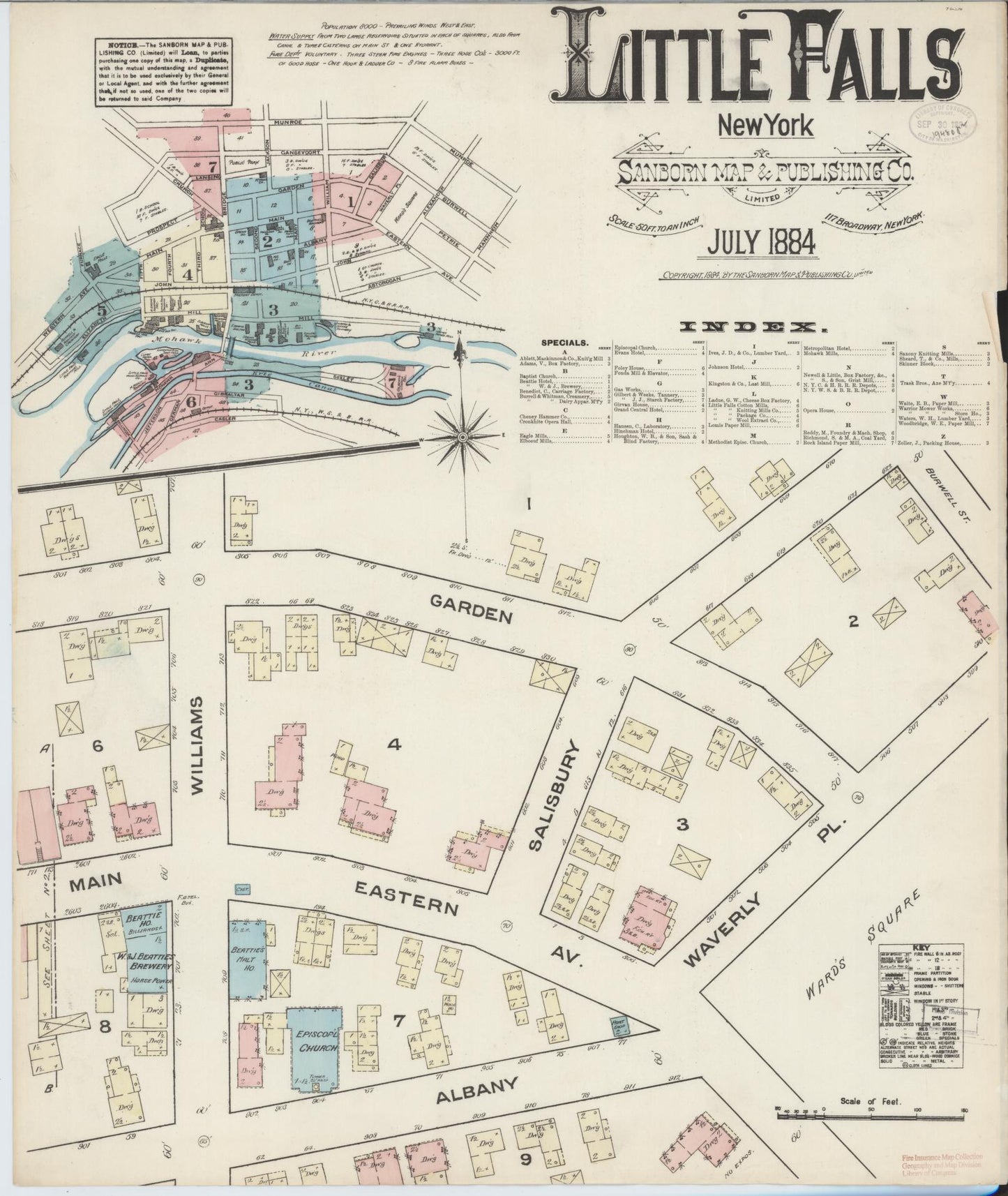 Sanborn Fire Insurance Map from Little Falls, Herkimer County, New York. (1884) – Historic Sanborn Fire Insurance Map Print