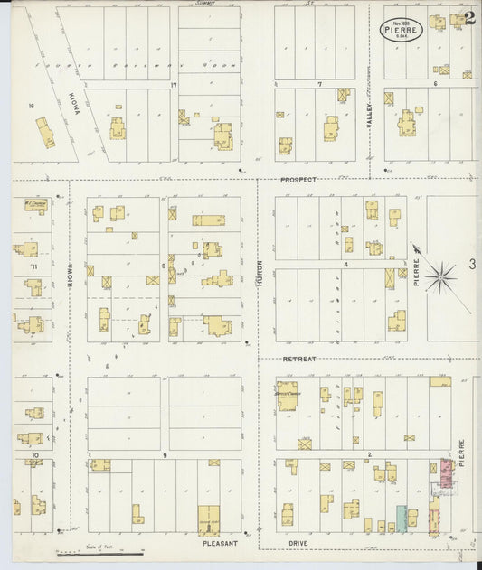 Sanborn Fire Insurance Map from Pierre, Hughes County, South Dakota (1898), Sheet #0002 - Historic Sanborn Fire Insurance Map Print, vintage old map wall art, antique decor, genealogy gift, South Dakota South Dakota map
