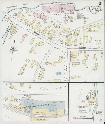 Sanborn Fire Insurance Map from Lee, Berkshire County, Massachusetts (1889), Sheet #0003 - Historic Sanborn Fire Insurance Map Print, vintage old map wall art, antique decor, genealogy gift, Massachusetts Massachusetts map