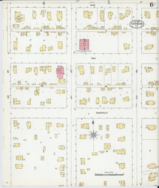 Sanborn Fire Insurance Map from Fairbury, Livingston County, Illinois (1906), Sheet #0006 - Historic Sanborn Fire Insurance Map Print, vintage old map wall art, antique decor, genealogy gift, Illinois Illinois map