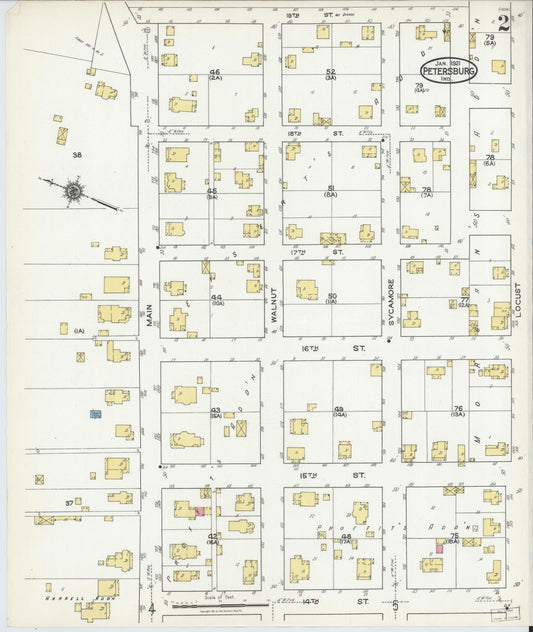 Sanborn Fire Insurance Map from Petersburg, Pike County, Indiana (1921), Sheet #0002 - Historic Sanborn Fire Insurance Map Print, vintage old map wall art, antique decor, genealogy gift, Indiana Indiana map
