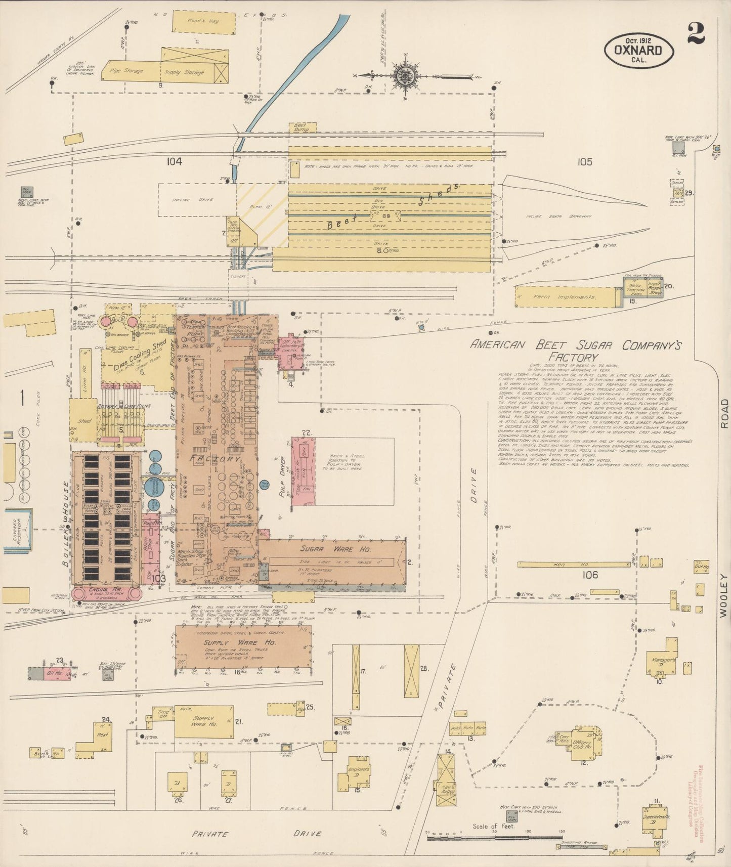 Sanborn Fire Insurance Map from Oxnard, Ventura County, California (1912), Sheet #0002 - Complete Map Set gallery image, historic Sanborn map, vintage wall art, California California