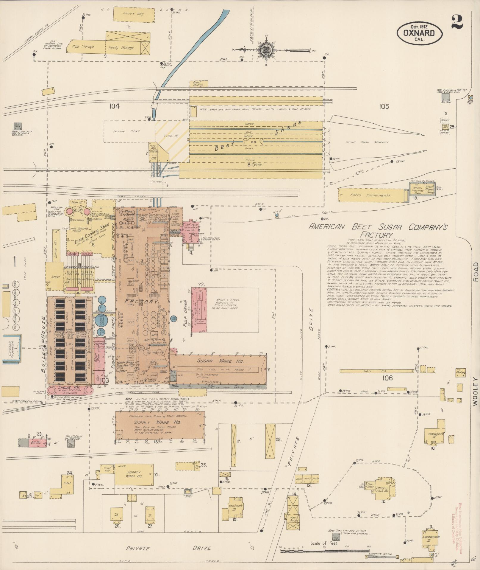 Sanborn Fire Insurance Map from Oxnard, Ventura County, California (1912), Sheet #0002 - Complete Map Set gallery image, historic Sanborn map, vintage wall art, California California