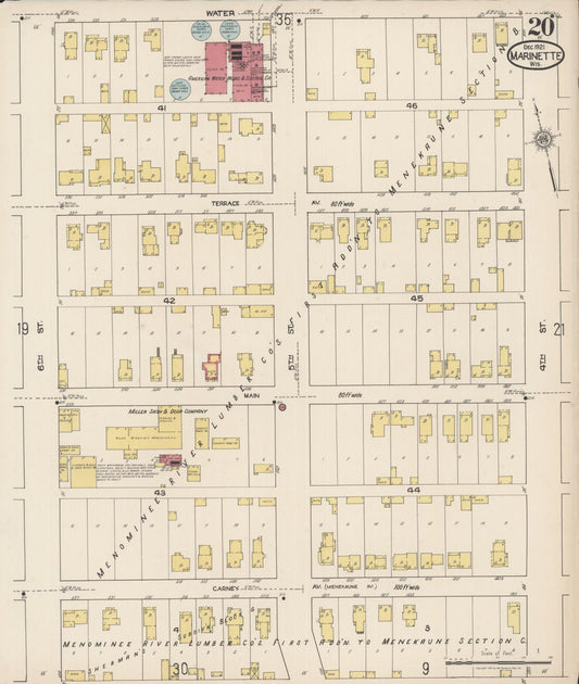Sanborn Fire Insurance Map from Marinette, Marinette County, Wisconsin (1921), Sheet #0020 - Historic Sanborn Fire Insurance Map Print, vintage old map wall art, antique decor, genealogy gift, Wisconsin Wisconsin map