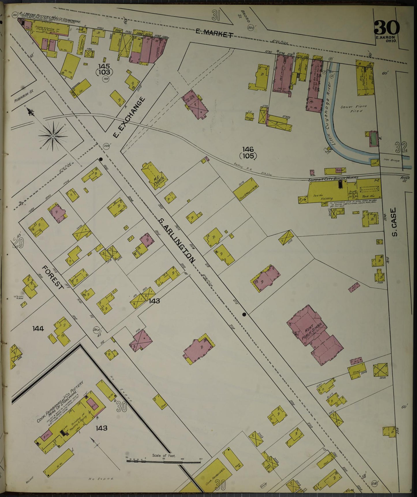 Sanborn Fire Insurance Map from Akron, Summit County, Ohio (1892), Sheet #0030 - Complete Map Set gallery image, historic Sanborn map, vintage wall art, Ohio Ohio