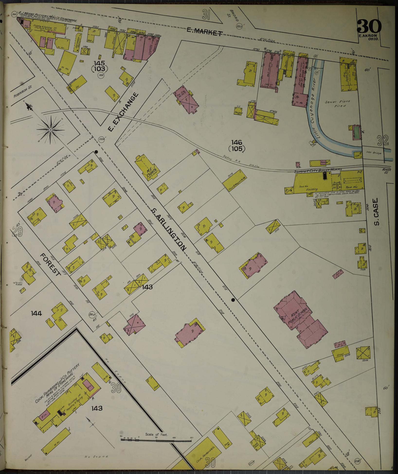 Sanborn Fire Insurance Map from Akron, Summit County, Ohio (1892), Sheet #0030 - Complete Map Set gallery image, historic Sanborn map, vintage wall art, Ohio Ohio