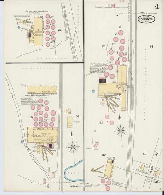Sanborn Fire Insurance Map from Toronto, Jefferson County, Ohio (1892), Sheet #0004 - Historic Sanborn Fire Insurance Map Print, vintage old map wall art, antique decor, genealogy gift, Ohio Ohio map