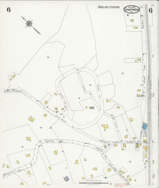Sanborn Fire Insurance Map from Chappaqua, Westchester County, New York (1925), Sheet #0006 - Historic Sanborn Fire Insurance Map Print, vintage old map wall art, antique decor, genealogy gift, New York New York map
