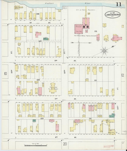 Sanborn Fire Insurance Map from Lansingburg, Rensselaer County, New York (1897), Sheet #0011 - Historic Sanborn Fire Insurance Map Print, vintage old map wall art, antique decor, genealogy gift, New York New York map