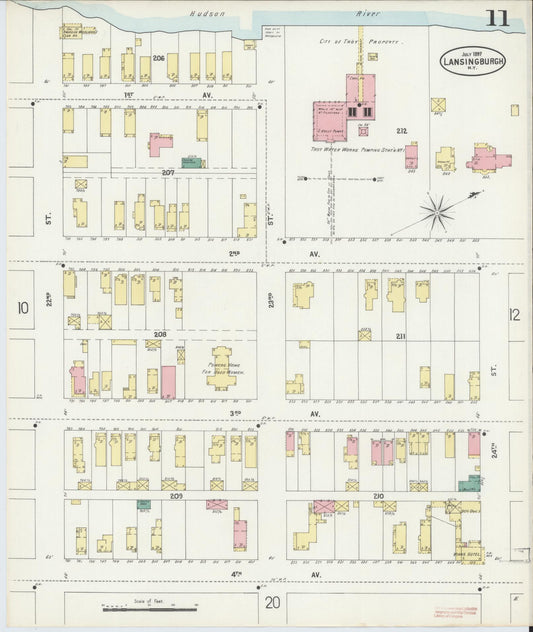 Sanborn Fire Insurance Map from Lansingburg, Rensselaer County, New York (1897), Sheet #0011 - Historic Sanborn Fire Insurance Map Print, vintage old map wall art, antique decor, genealogy gift, New York New York map