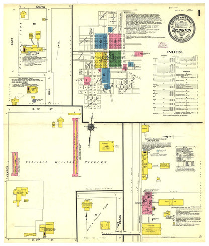 Sanborn Fire Insurance Map from Arlington, Tarrant County, Texas (1911), Sheet #0001 - Historic Sanborn Fire Insurance Map Print, vintage old map wall art, antique decor, genealogy gift, Texas Texas map