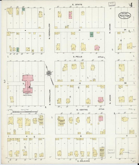 Sanborn Fire Insurance Map from Paxton, Ford County, Illinois (1910), Sheet #0004 - Historic Sanborn Fire Insurance Map Print, vintage old map wall art, antique decor, genealogy gift, Illinois Illinois map
