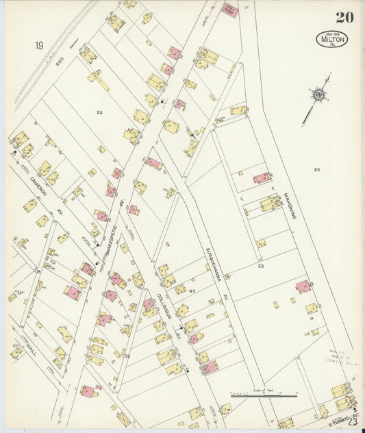 Sanborn Fire Insurance Map from Milton, Northumberland County, Pennsylvania (1913), Sheet #0020 - Historic Sanborn Fire Insurance Map Print, vintage old map wall art, antique decor, genealogy gift, Pennsylvania Pennsylvania map
