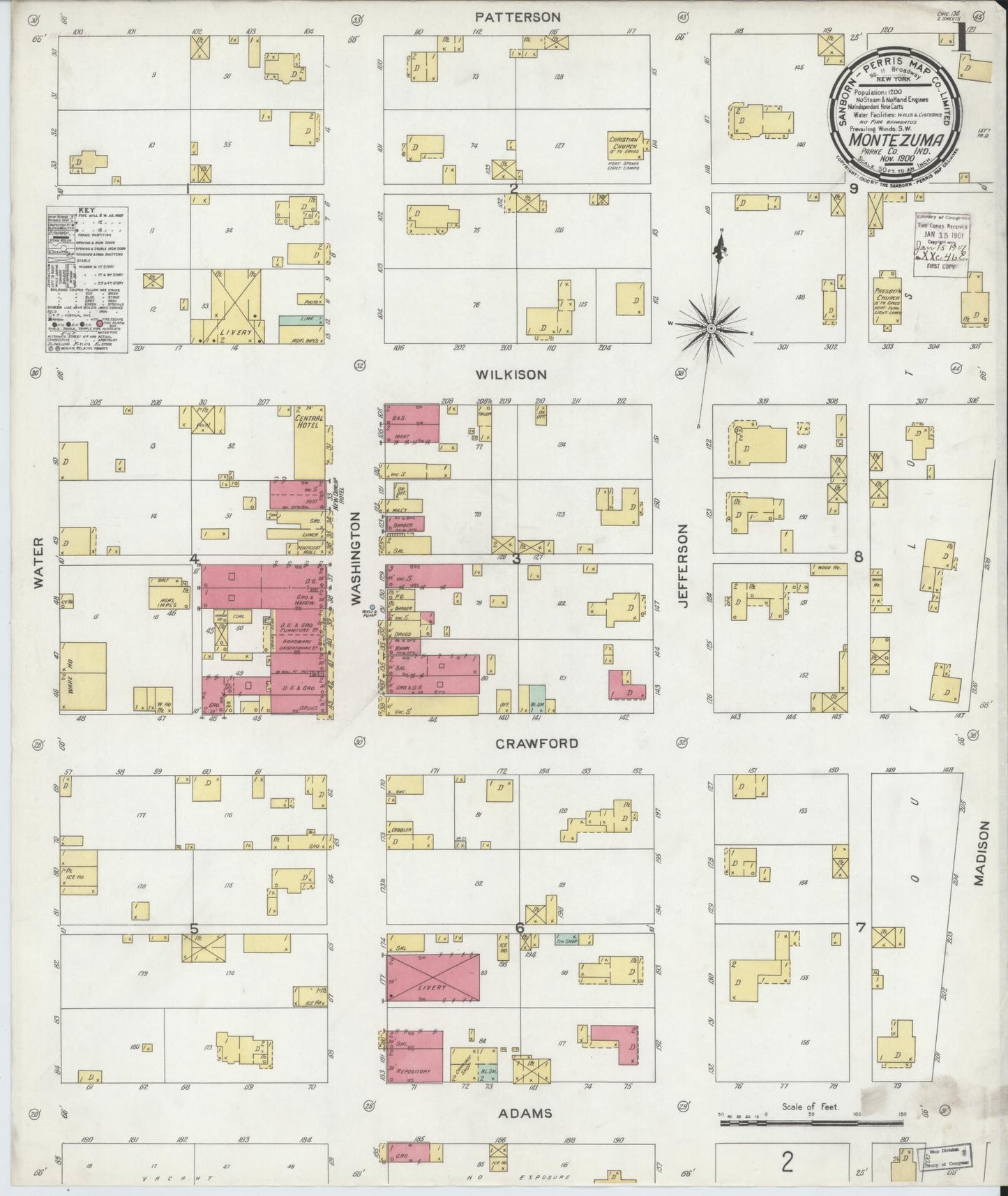 Sanborn Fire Insurance Map from Montezuma, Parke County, Indiana (1900), Sheet #0001 - Complete Map Set gallery image, historic Sanborn map, vintage wall art, Indiana Indiana
