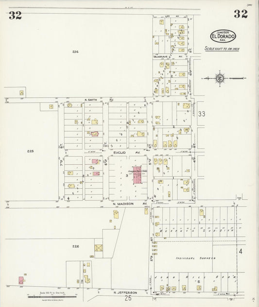 Sanborn Fire Insurance Map from El Dorado, Union County, Arkansas (1924), Sheet #0032 - Historic Sanborn Fire Insurance Map Print, vintage old map wall art, antique decor, genealogy gift, Arkansas Arkansas map