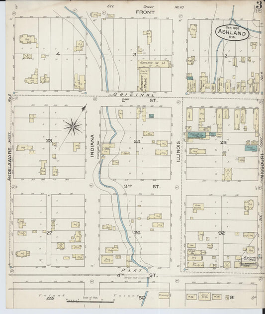 Sanborn Fire Insurance Map from Ashland, Ashland County, Wisconsin (1886), Sheet #0003 - Historic Sanborn Fire Insurance Map Print, vintage old map wall art, antique decor, genealogy gift, Wisconsin Wisconsin map
