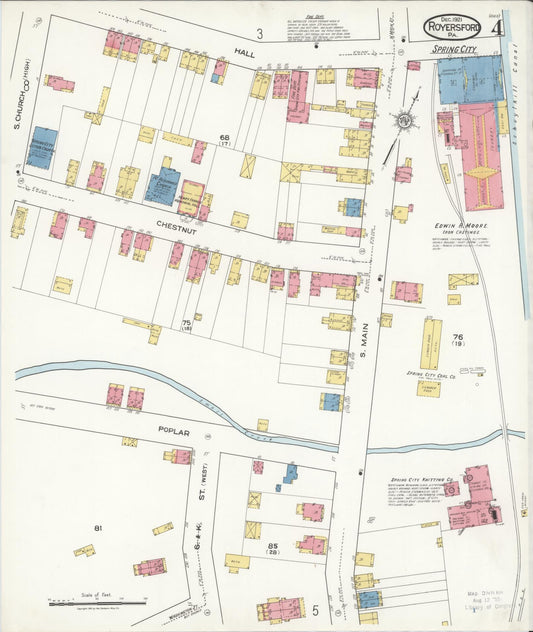 Sanborn Fire Insurance Map from Royersford, Montgomery County, Pennsylvania (1921), Sheet #0004 - Historic Sanborn Fire Insurance Map Print, vintage old map wall art, antique decor, genealogy gift, Pennsylvania Pennsylvania map