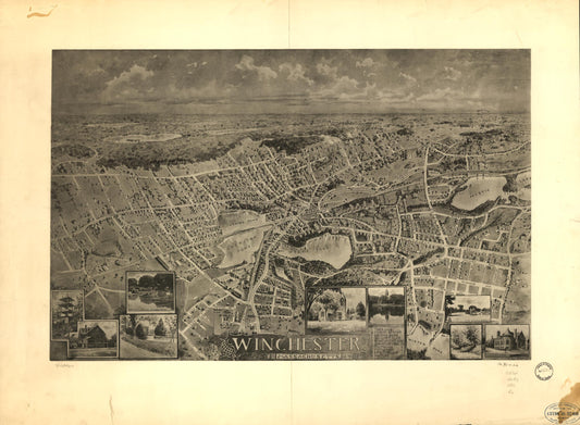 Winchester, Massachusetts 1898. (1898) – Historic Bird’s-Eye View Panorama Print