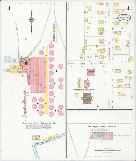 Sanborn Fire Insurance Map from Mogadore, Summit And Portage Counties, Ohio (1929), Sheet #0004 - Historic Sanborn Fire Insurance Map Print, vintage old map wall art, antique decor, genealogy gift, Ohio Ohio map