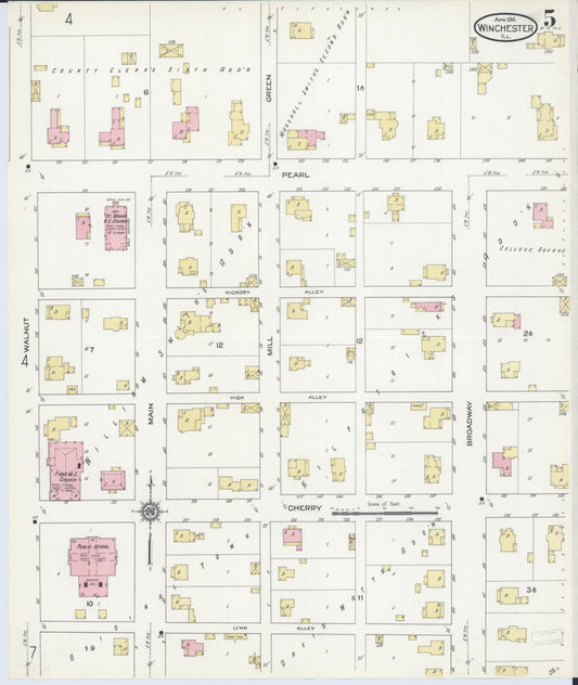Sanborn Fire Insurance Map from Winchester, Scott County, Illinois (1914), Sheet #0005 - Historic Sanborn Fire Insurance Map Print, vintage old map wall art, antique decor, genealogy gift, Illinois Illinois map