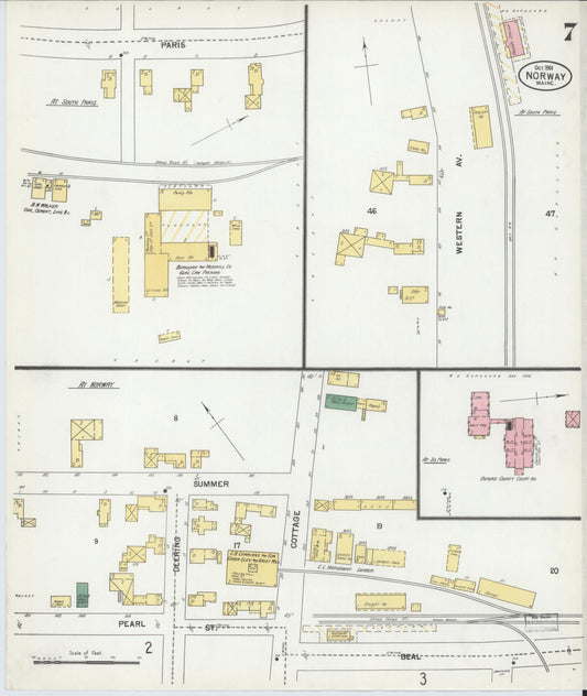 Sanborn Fire Insurance Map from Norway, Oxford County, Maine (1901), Sheet #0007 - Historic Sanborn Fire Insurance Map Print, vintage old map wall art, antique decor, genealogy gift, Maine Maine map