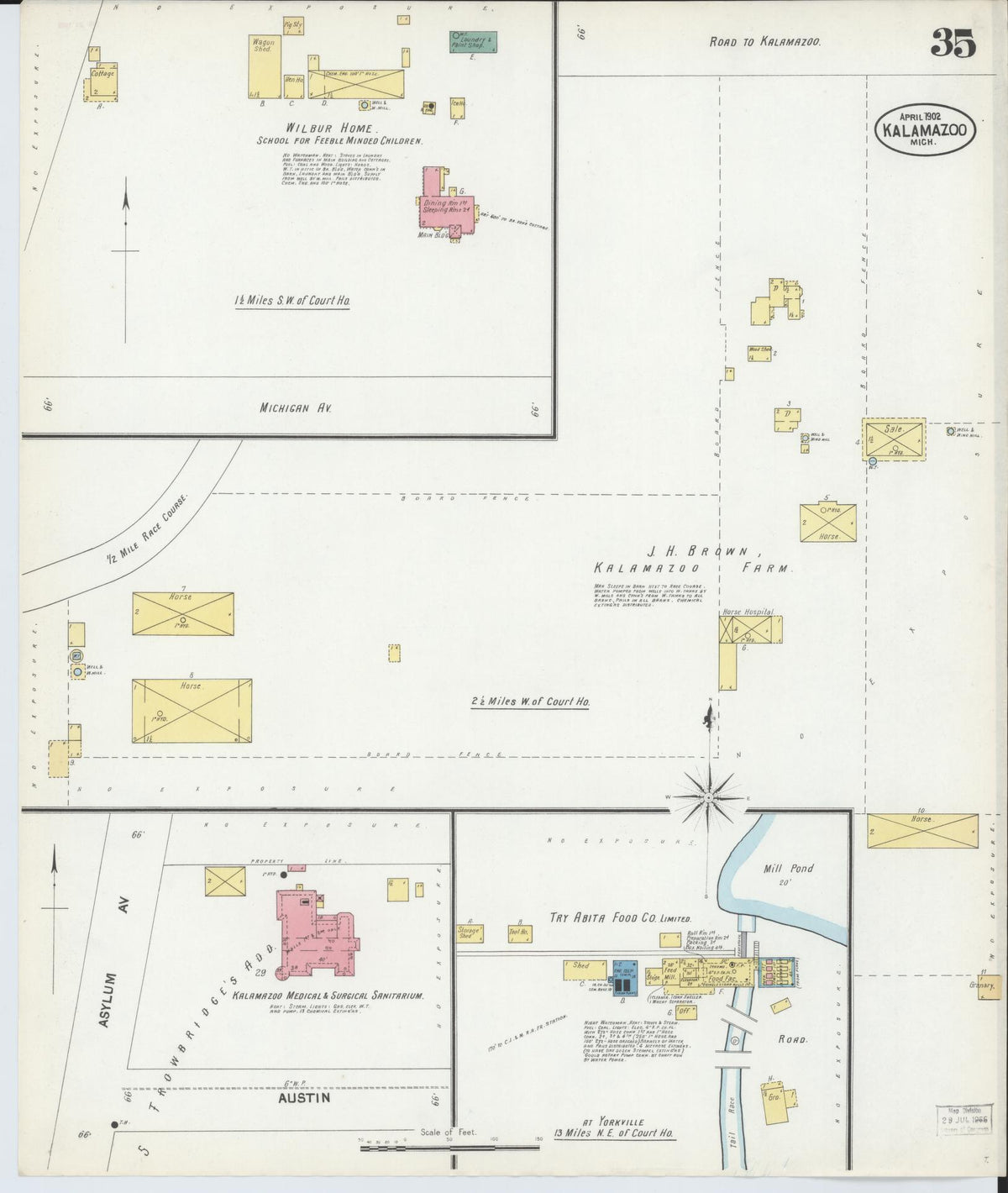 Sanborn Fire Insurance Map from Kalamazoo, Kalamazoo County, Michigan (1902), Sheet #0035 - Historic Sanborn Fire Insurance Map Print, vintage old map wall art, antique decor, genealogy gift, Michigan Michigan map
