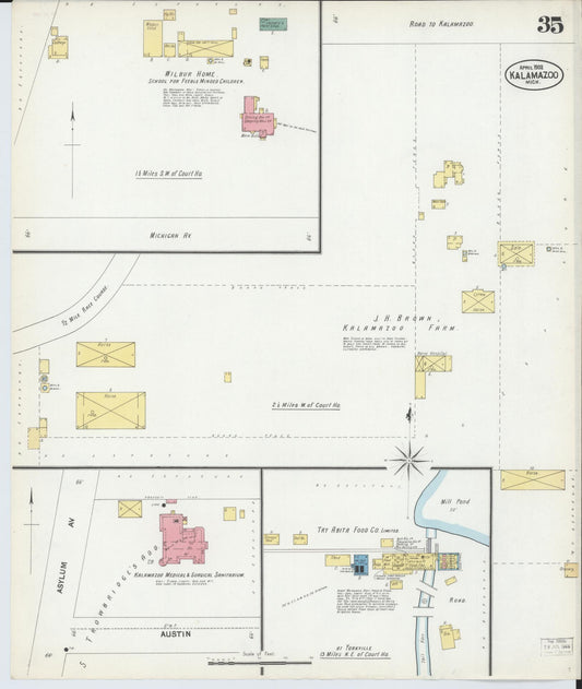Sanborn Fire Insurance Map from Kalamazoo, Kalamazoo County, Michigan (1902), Sheet #0035 - Historic Sanborn Fire Insurance Map Print, vintage old map wall art, antique decor, genealogy gift, Michigan Michigan map