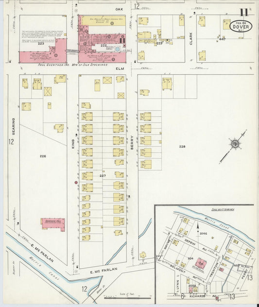 Sanborn Fire Insurance Map from Dover, Morris County, New Jersey (1916), Sheet #0011 - Historic Sanborn Fire Insurance Map Print, vintage old map wall art, antique decor, genealogy gift, New Jersey New Jersey map