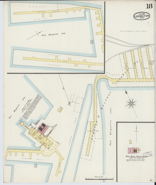 Sanborn Fire Insurance Map from Ludington, Mason County, Michigan (1895), Sheet #0018 - Historic Sanborn Fire Insurance Map Print, vintage old map wall art, antique decor, genealogy gift, Michigan Michigan map