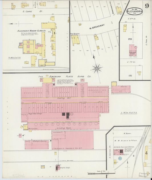 Sanborn Fire Insurance Map from Alexandria, Madison County, Indiana (1896), Sheet #0009 - Historic Sanborn Fire Insurance Map Print, vintage old map wall art, antique decor, genealogy gift, Indiana Indiana map
