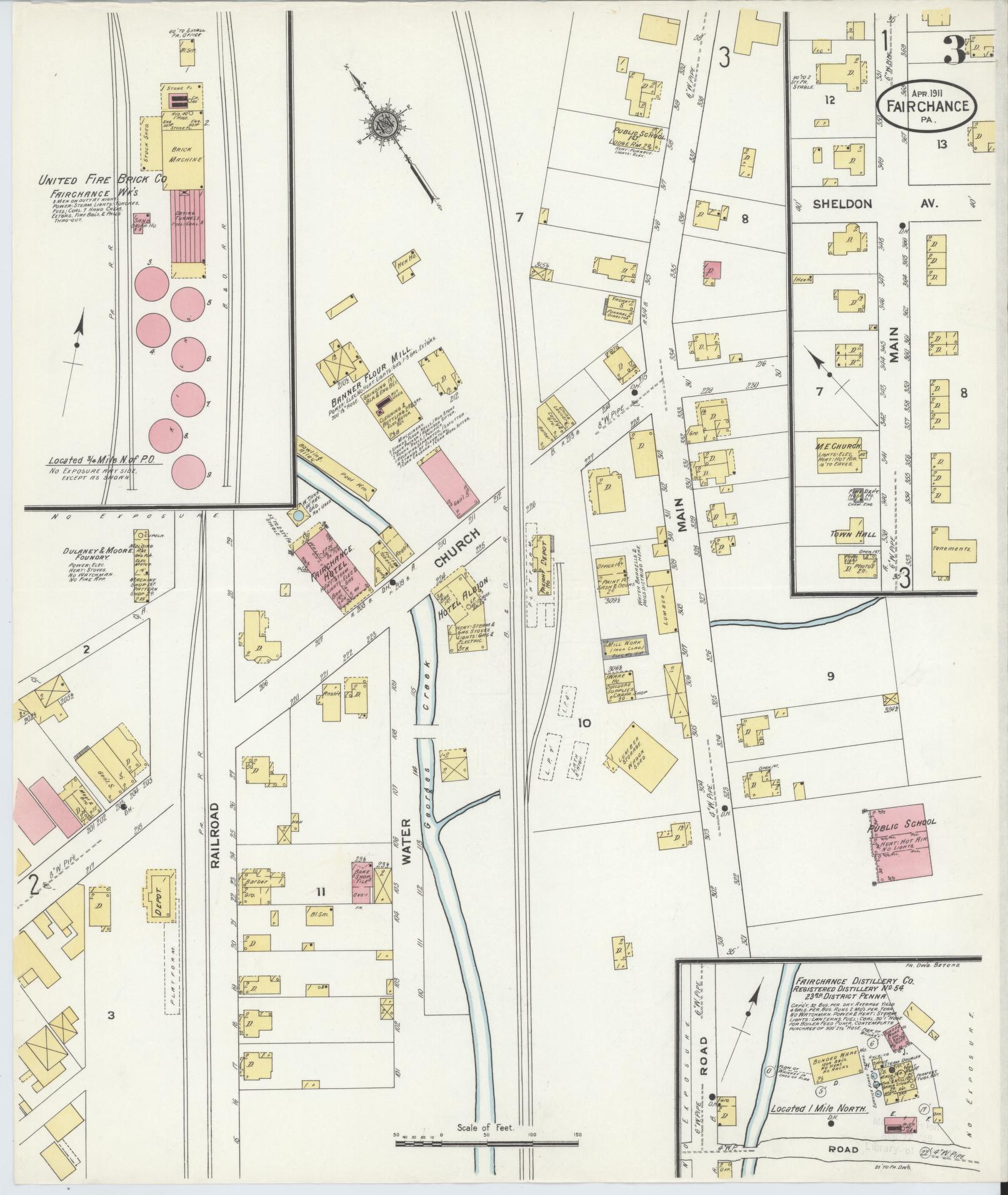 Sanborn Fire Insurance Map from Fairchange, Fayette County, Pennsylvania (1911), Sheet #0003 - Historic Sanborn Fire Insurance Map Print, vintage old map wall art, antique decor, genealogy gift, Pennsylvania Pennsylvania map