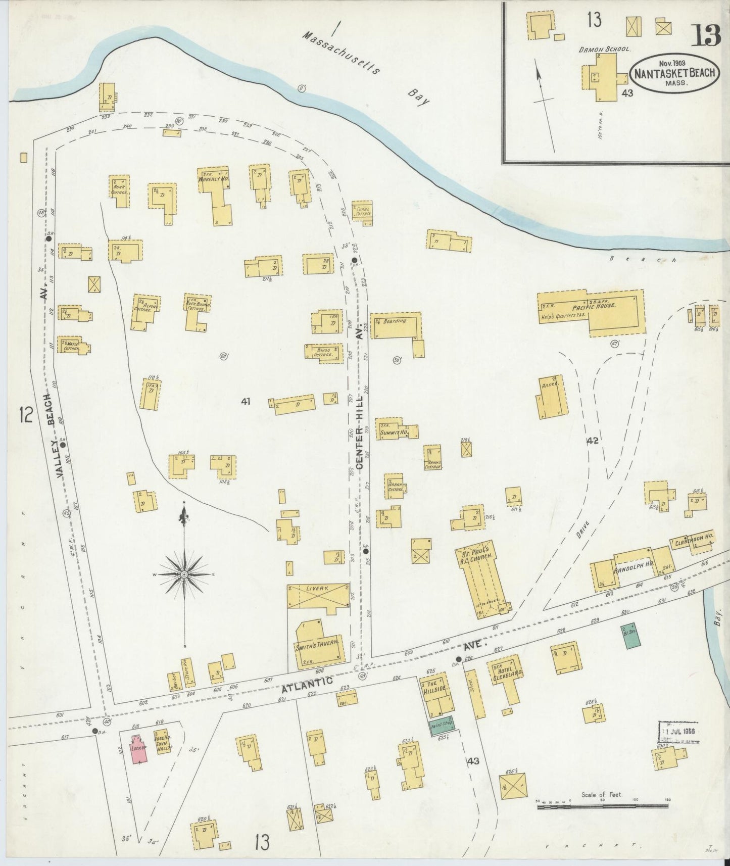 Sanborn Fire Insurance Map from Nantasket Beach, Plymouth County, Massachusetts (1903), Sheet #0013 - Historic Sanborn Fire Insurance Map Print, vintage old map wall art, antique decor, genealogy gift, Massachusetts Massachusetts map