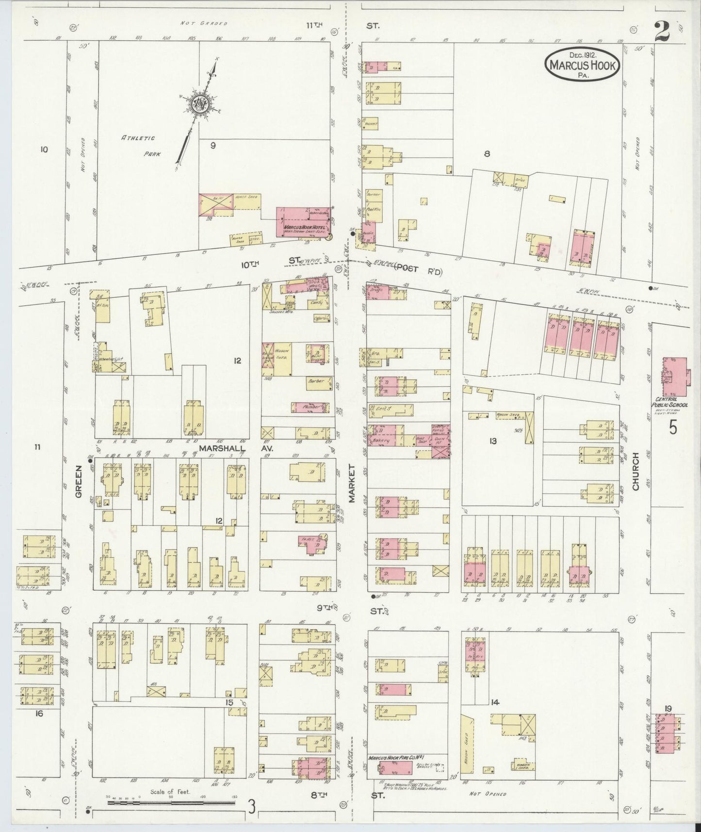 Sanborn Fire Insurance Map from Marcus Hook, Chester County, Pennsylvania (1912), Sheet #0002 - Complete Map Set gallery image, historic Sanborn map, vintage wall art, Pennsylvania Pennsylvania