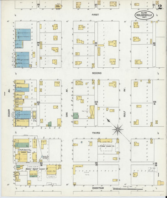 Sanborn Fire Insurance Map from Holdenville, Hughes County, Oklahoma (1901), Sheet #0002 - Historic Sanborn Fire Insurance Map Print, vintage old map wall art, antique decor, genealogy gift, Oklahoma Oklahoma map