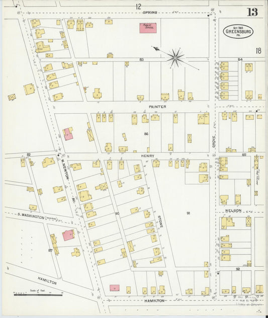Sanborn Fire Insurance Map from Greensburg, Westmoreland County, Pennsylvania (1903), Sheet #0013 - Historic Sanborn Fire Insurance Map Print, vintage old map wall art, antique decor, genealogy gift, Pennsylvania Pennsylvania map