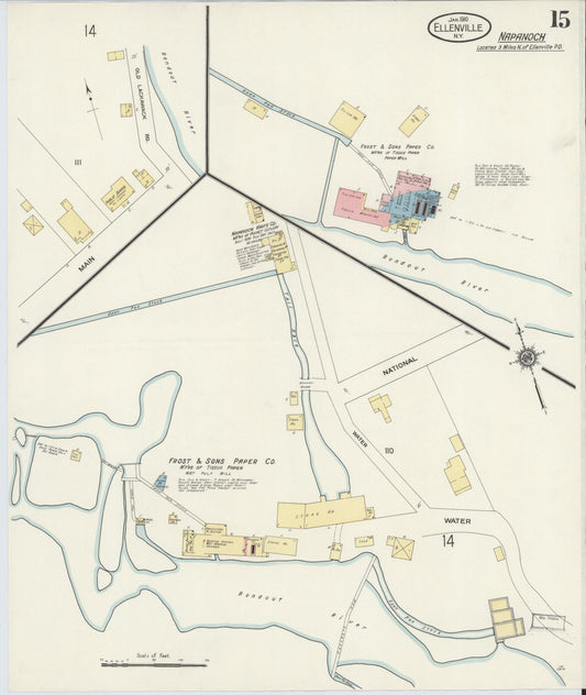 Sanborn Fire Insurance Map from Ellenville, Ulster County, New York (1910), Sheet #0015 - Historic Sanborn Fire Insurance Map Print, vintage old map wall art, antique decor, genealogy gift, New York New York map