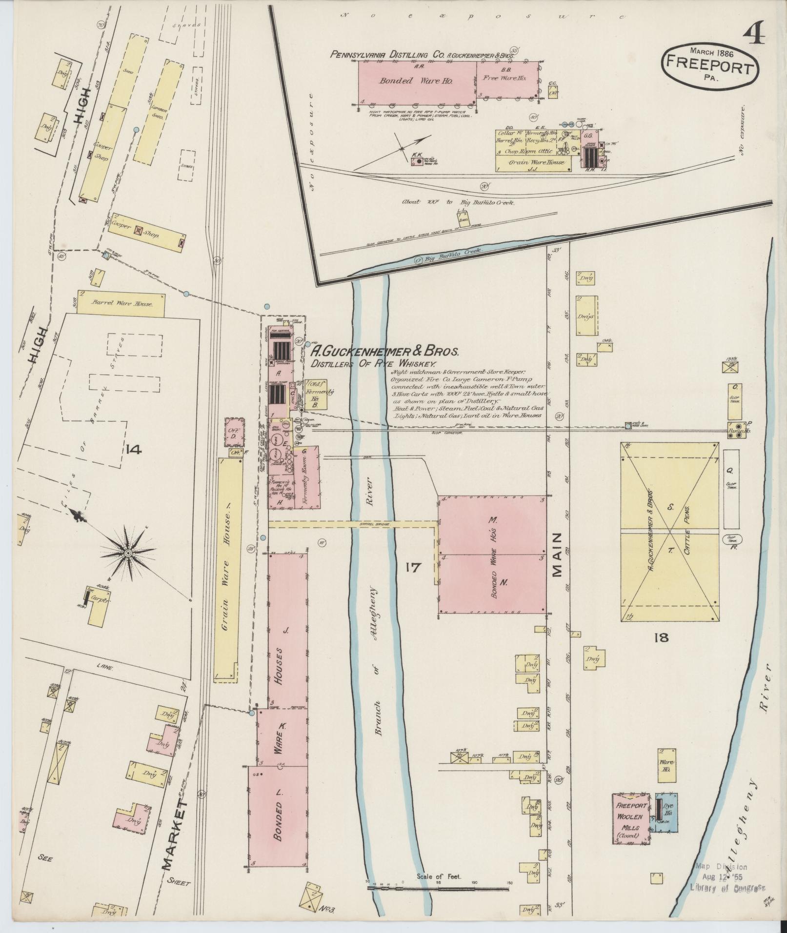 Sanborn Fire Insurance Map from Freeport, Armstrong County, Pennsylvania (1886), Sheet #0004 - Historic Sanborn Fire Insurance Map Print, vintage old map wall art, antique decor, genealogy gift, Pennsylvania Pennsylvania map