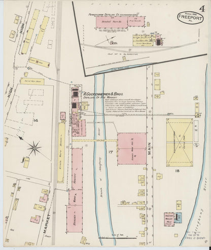 Sanborn Fire Insurance Map from Freeport, Armstrong County, Pennsylvania (1886), Sheet #0004 - Historic Sanborn Fire Insurance Map Print, vintage old map wall art, antique decor, genealogy gift, Pennsylvania Pennsylvania map