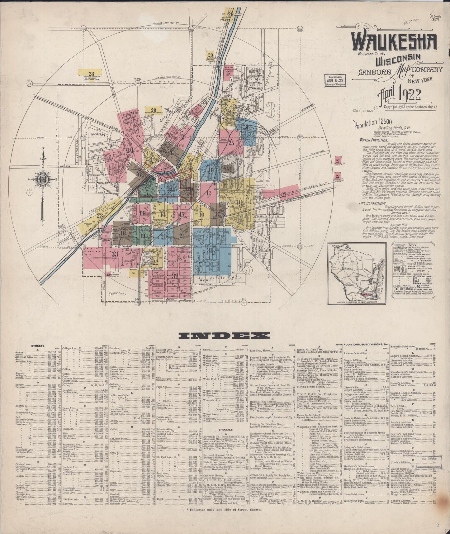 Waukesha, Waukesha County, Wisconsin (1922) – Sanborn Fire Insurance Map – Map View