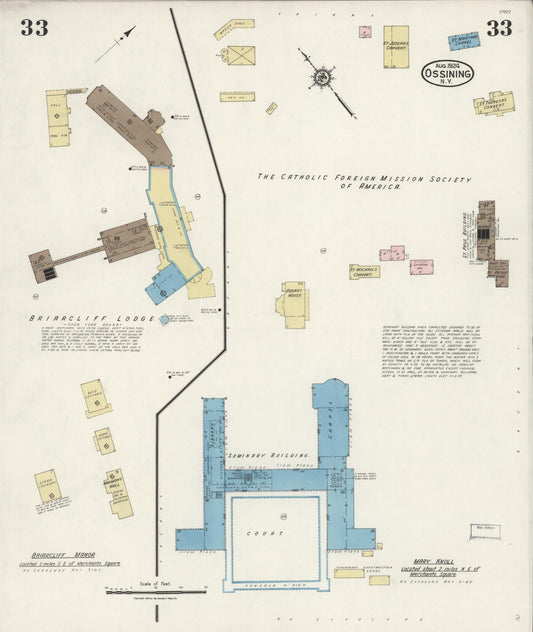 Sanborn Fire Insurance Map from Ossining, Westchester County, New York (1924), Sheet #0033 - Historic Sanborn Fire Insurance Map Print, vintage old map wall art, antique decor, genealogy gift, New York New York map