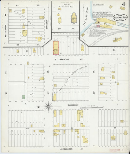 Sanborn Fire Insurance Map from Red Lake Falls, Red Lake County, Minnesota (1899), Sheet #0004 - Complete Map Set gallery image, historic Sanborn map, vintage wall art, Minnesota Minnesota