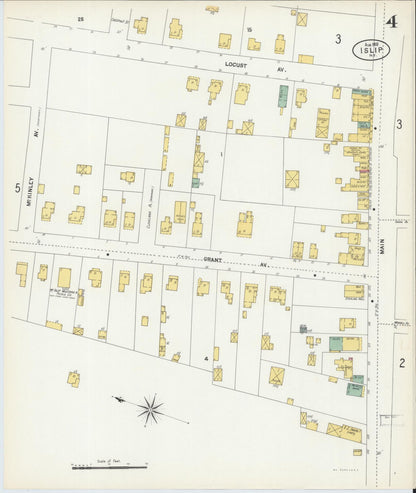Sanborn Fire Insurance Map from Islip, Suffolk County, New York (1902), Sheet #0004 - Historic Sanborn Fire Insurance Map Print, vintage old map wall art, antique decor, genealogy gift, New York New York map