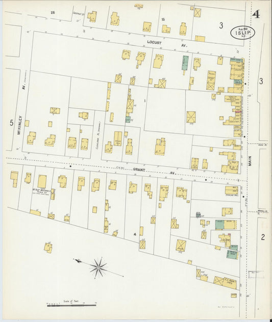 Sanborn Fire Insurance Map from Islip, Suffolk County, New York (1902), Sheet #0004 - Historic Sanborn Fire Insurance Map Print, vintage old map wall art, antique decor, genealogy gift, New York New York map
