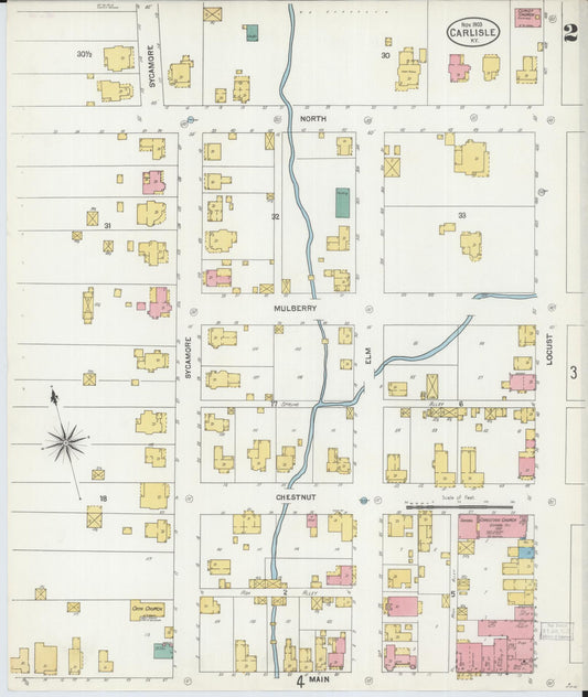 Sanborn Fire Insurance Map from Carlisle, Nicholas County, Kentucky (1903), Sheet #0002 - Historic Sanborn Fire Insurance Map Print, vintage old map wall art, antique decor, genealogy gift, Kentucky Kentucky map