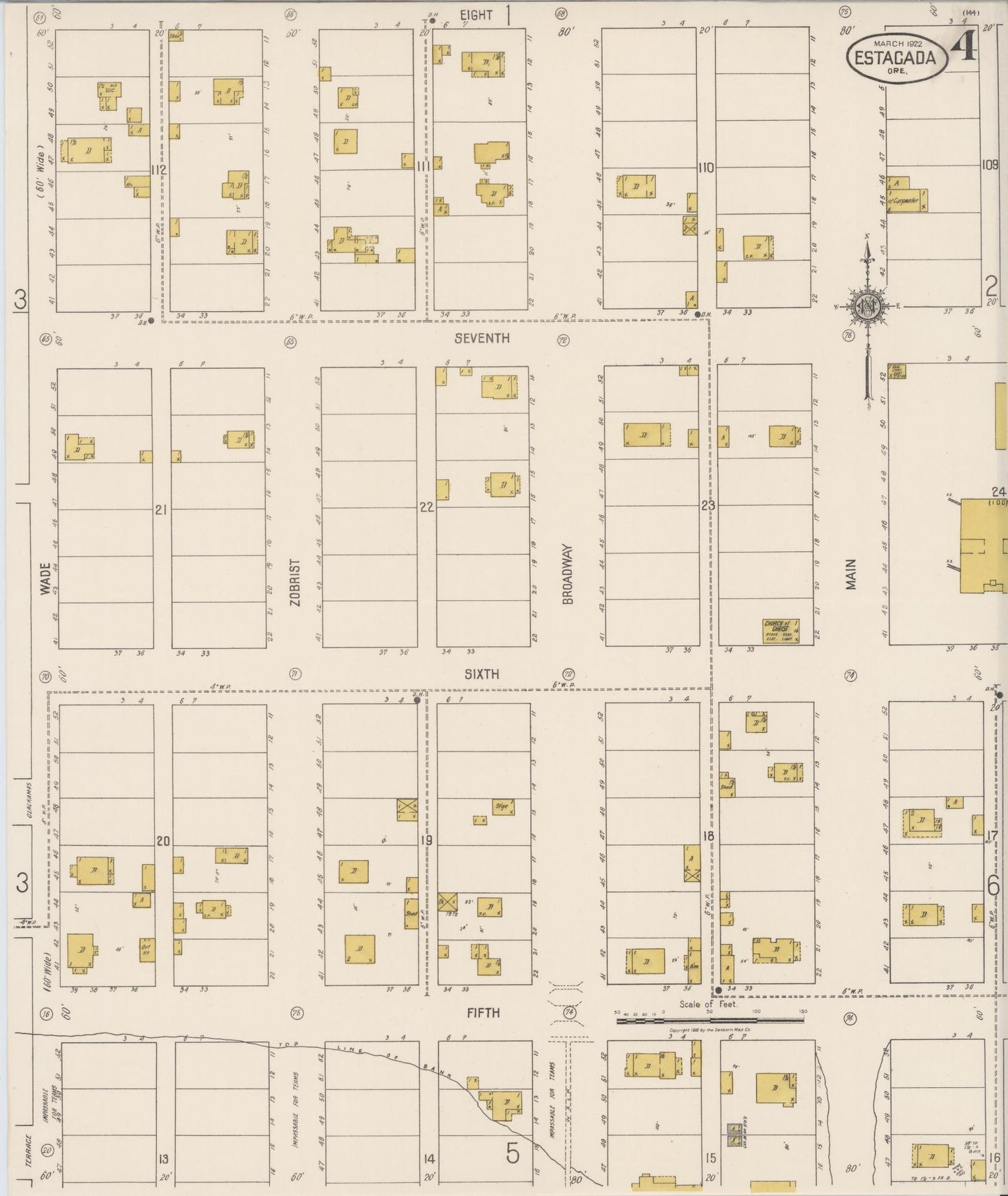 Sanborn Fire Insurance Map from Estacada, Clackamas County, Oregon (1922), Sheet #0004 - Complete Map Set gallery image, historic Sanborn map, vintage wall art, Oregon Oregon