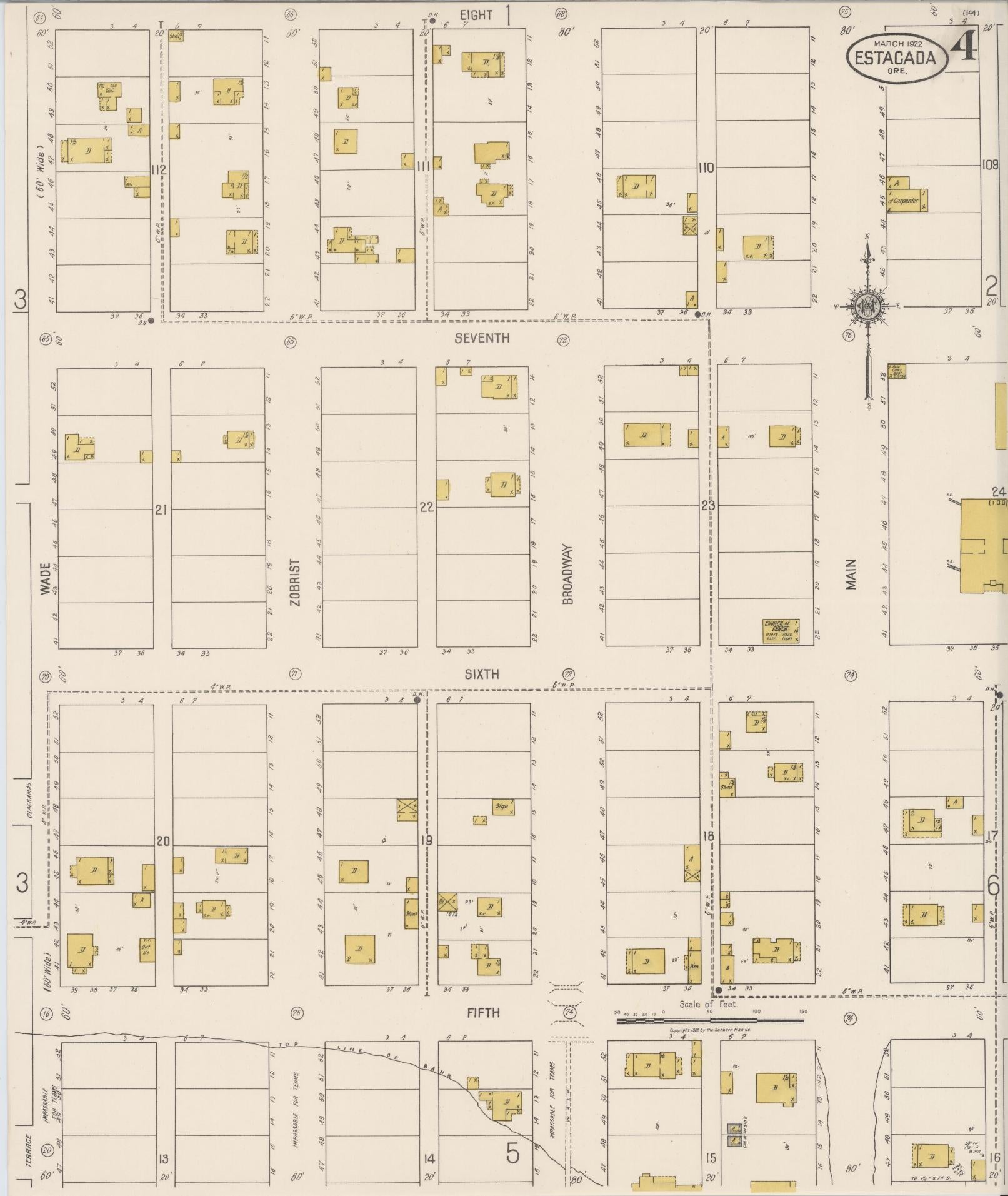 Sanborn Fire Insurance Map from Estacada, Clackamas County, Oregon (1922), Sheet #0004 - Complete Map Set gallery image, historic Sanborn map, vintage wall art, Oregon Oregon