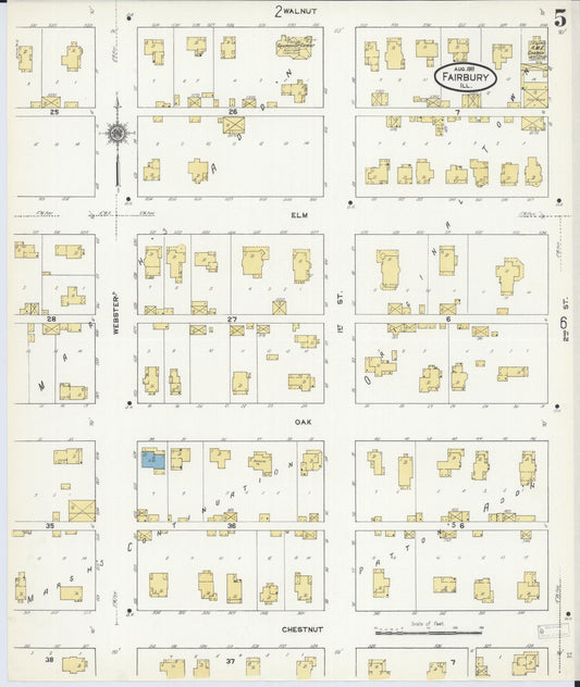 Sanborn Fire Insurance Map from Fairbury, Livingston County, Illinois (1911), Sheet #0005 - Historic Sanborn Fire Insurance Map Print, vintage old map wall art, antique decor, genealogy gift, Illinois Illinois map