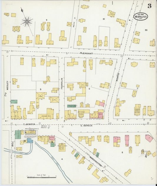 Sanborn Fire Insurance Map from Manlius, Onondaga County, New York (1904), Sheet #0003 - Historic Sanborn Fire Insurance Map Print, vintage old map wall art, antique decor, genealogy gift, New York New York map